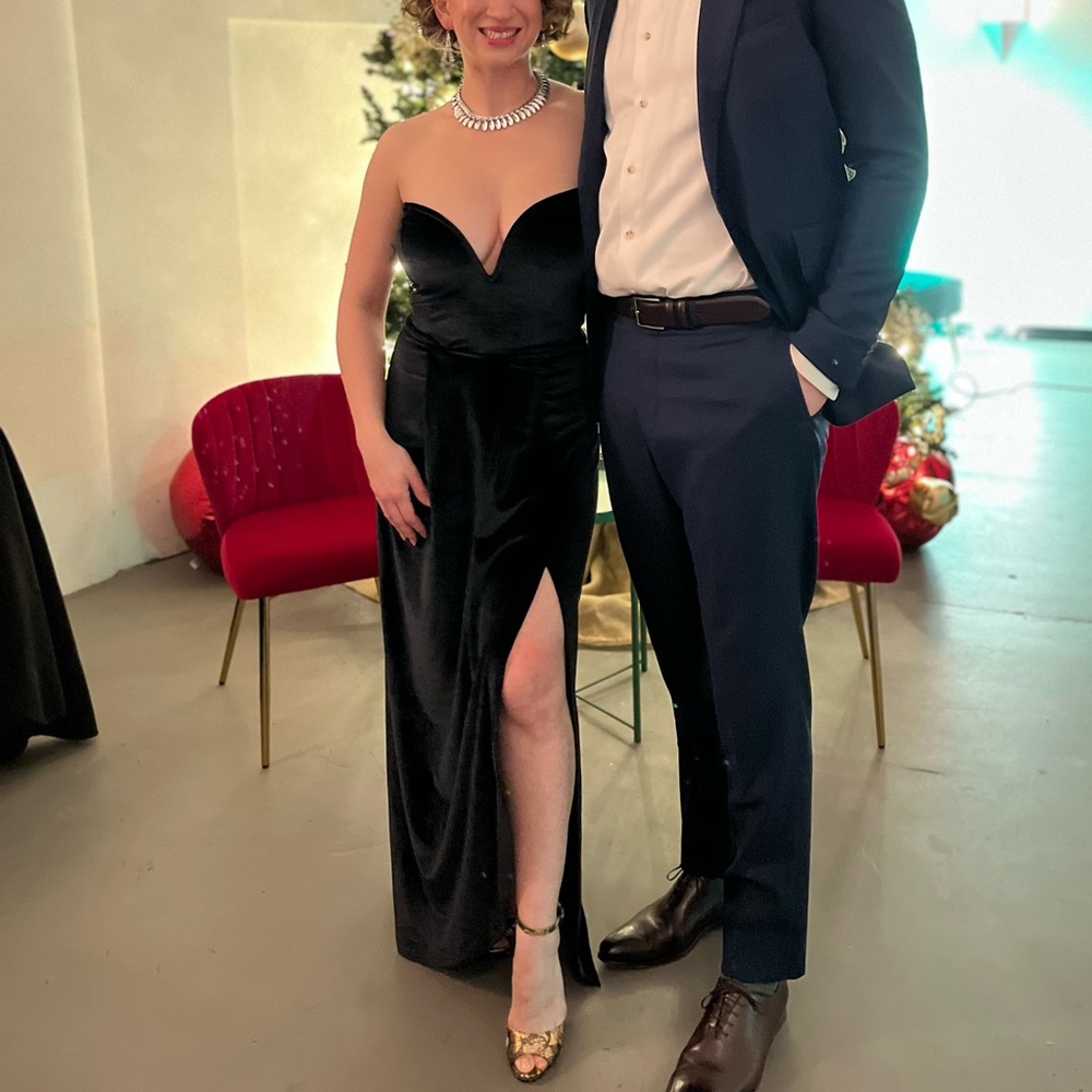 Black velvet formal dress